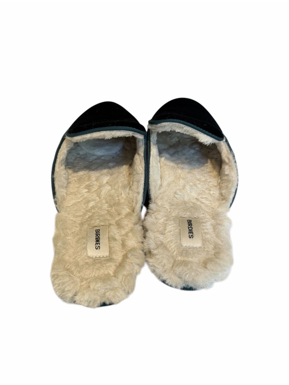 Birdies The Phoebe Dark Green Velvet Faux Fur-Lined Slides Indoor Outdoor 8.5 - Picture 4 of 8